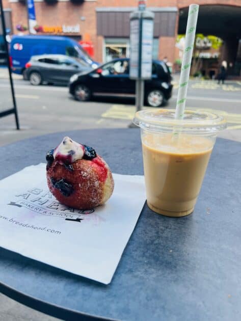 Bread Ahead donut and coffee, Hampstead