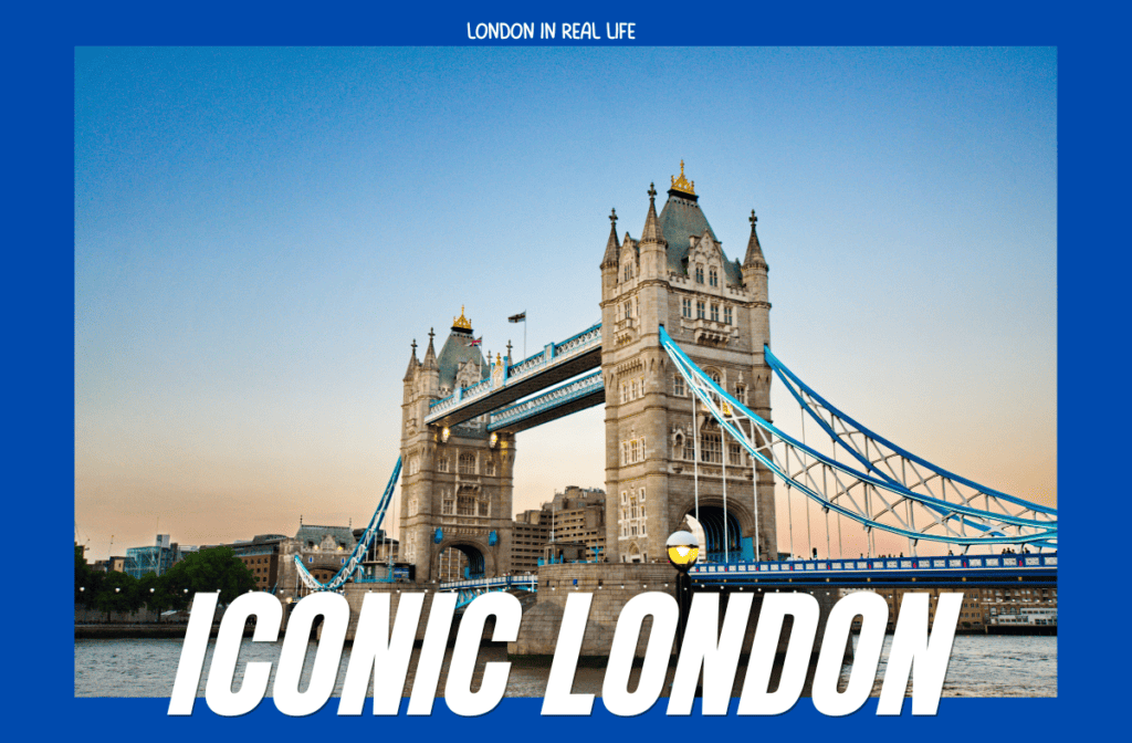 image of tower bridge with text "iconic london"